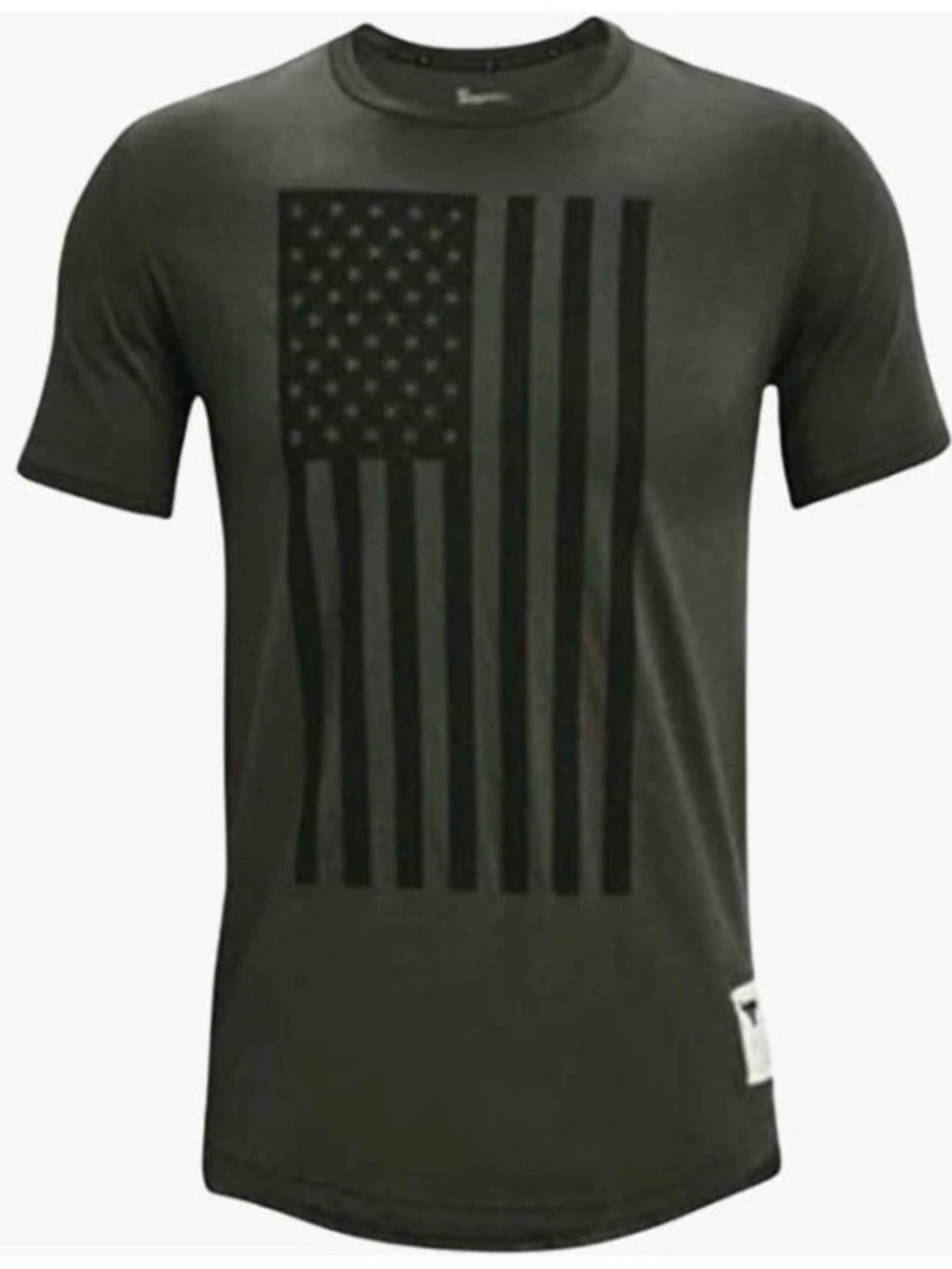 Under Armour Freedom Mens UA Project Rock Olive Green Flag USA T-Shirt Sz XL